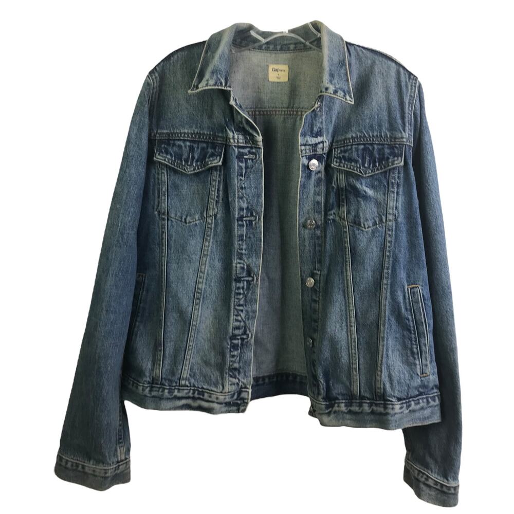 Gap 1969 Jeans‎ Jacket Womens Size L Blue Denim Cotton Button Up Collar